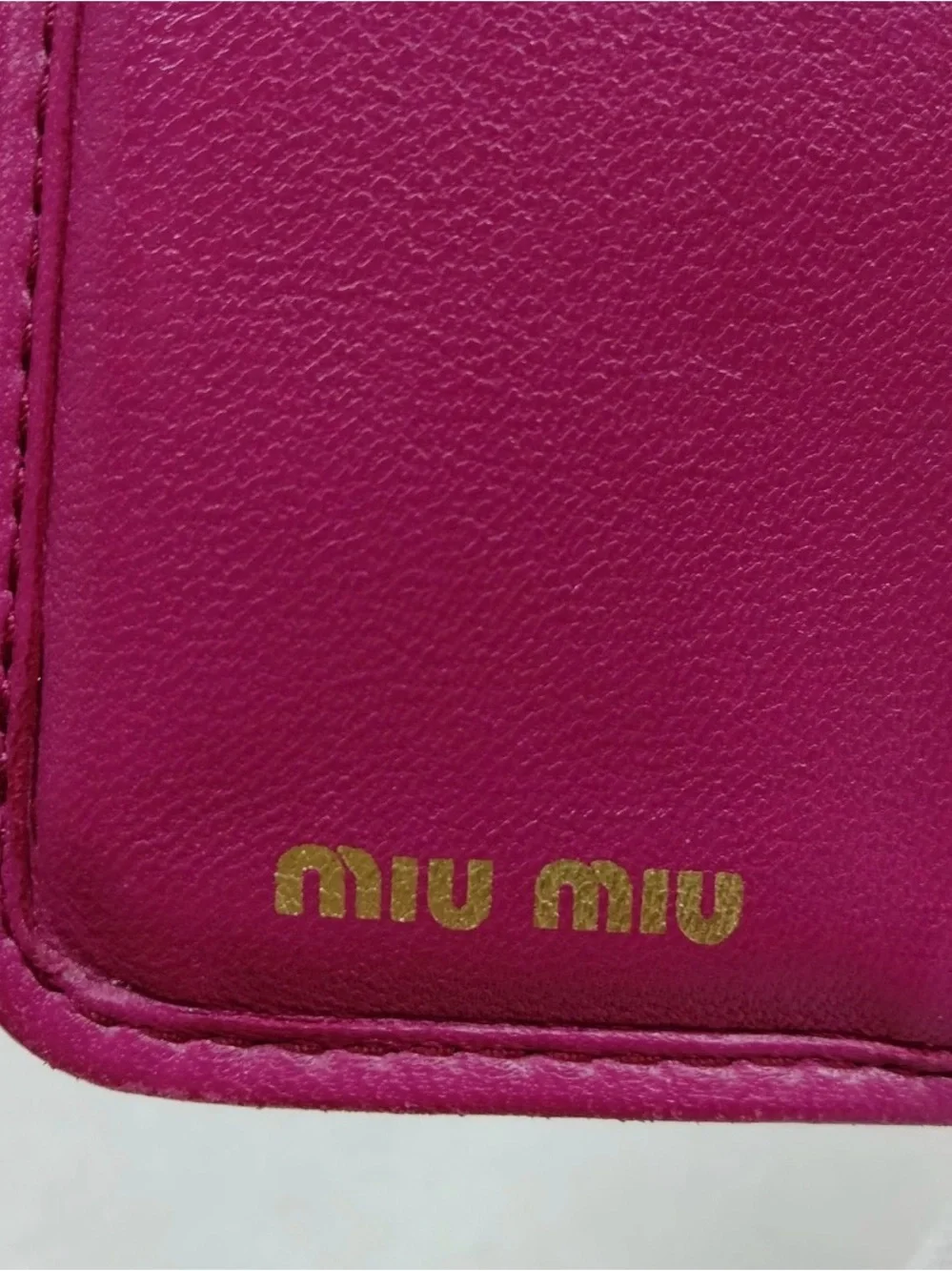Miu Miu Matelasse Nappa Lambskin Leather Fuchsia Purple Trifold Wallet